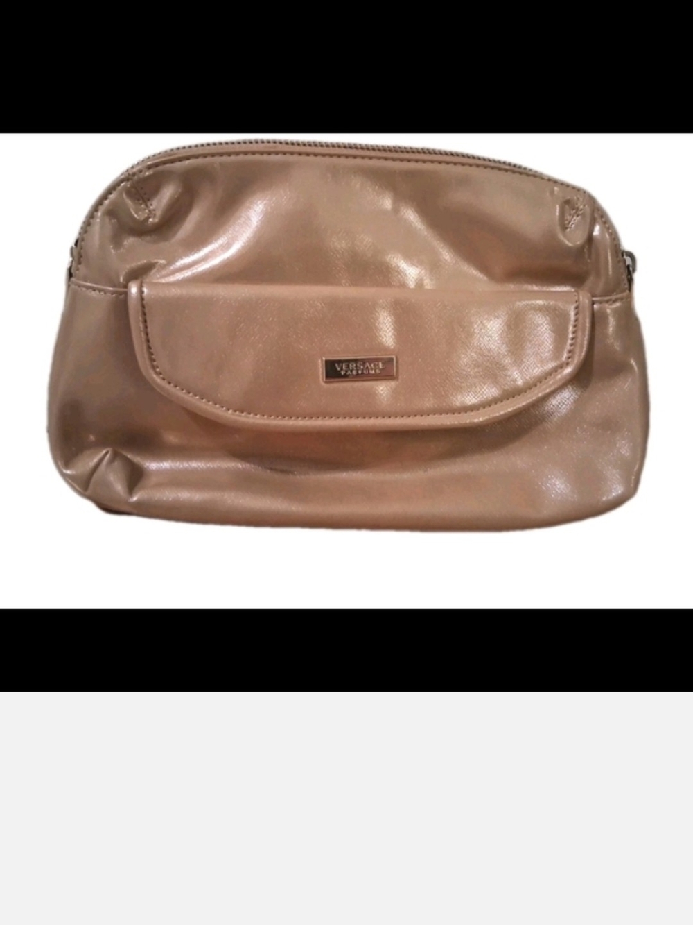 ✨ Versace Parfums Metallic Cosmetic Pouch / Clutch – Champagne Gold ✨ - Picture 2 of 6